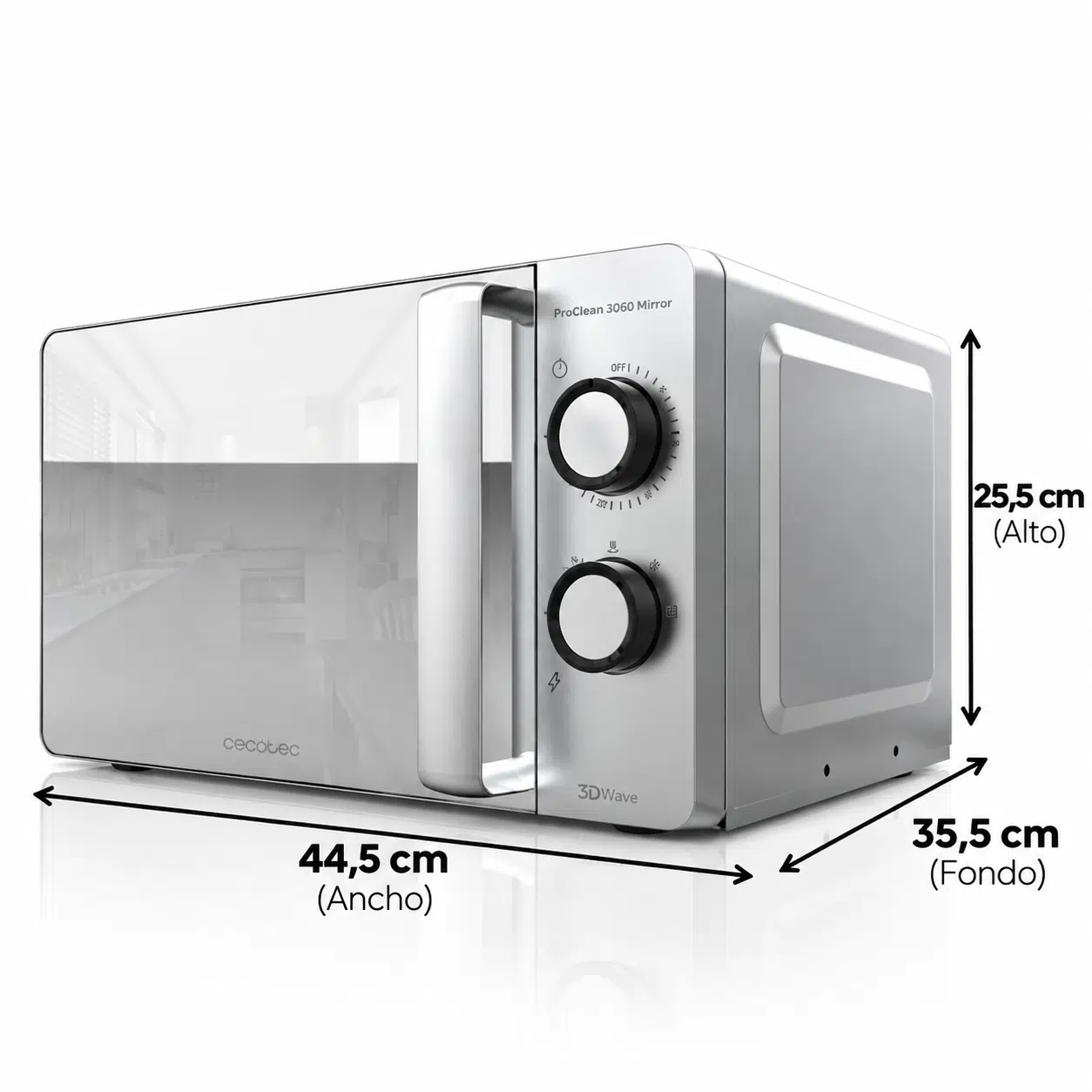 Microondas 20l Cecotec ProClean 3060 Mirror Plateado - Imagen 2