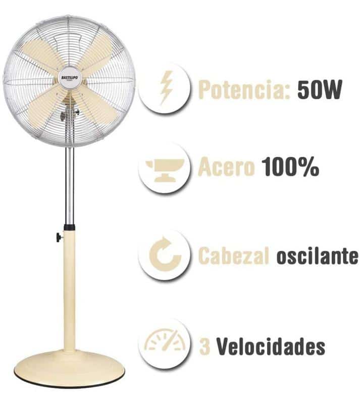 Ventilador con base redonda Bastilipo Palma 50W Vainilla - Imagen 3