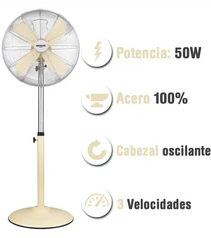 Ventilador con base redonda Bastilipo Palma 50W Vainilla - Imagen 3