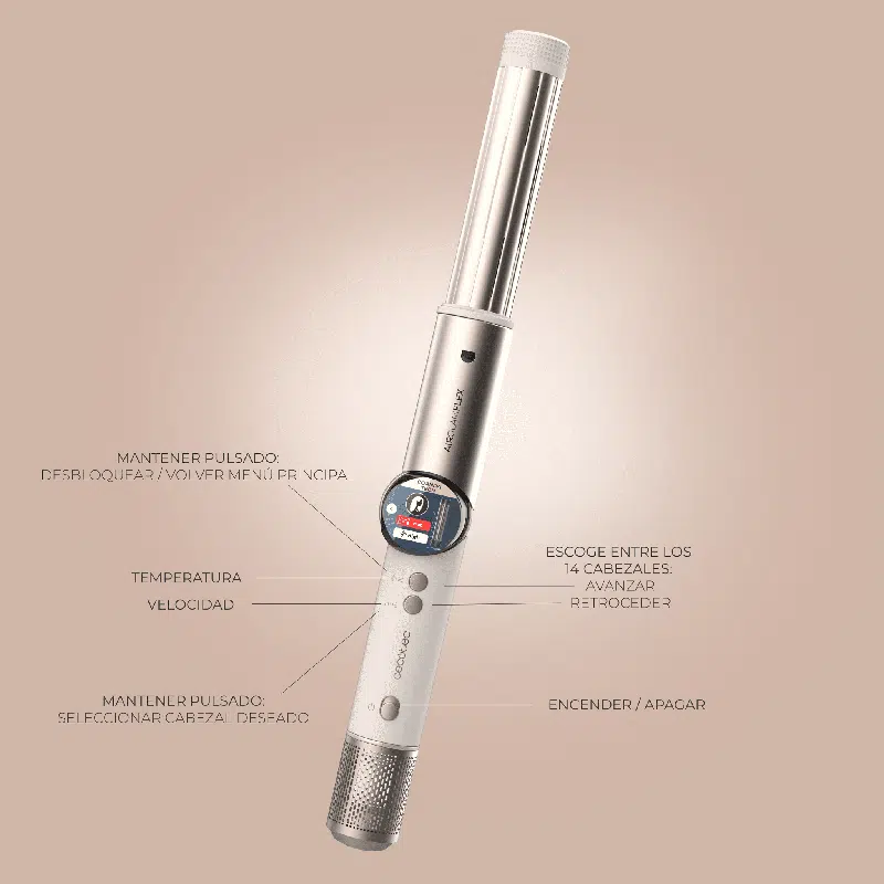 Moldeador de pelo Cecotec AirGlam 14in1 Flex Champagne - Imagen 2