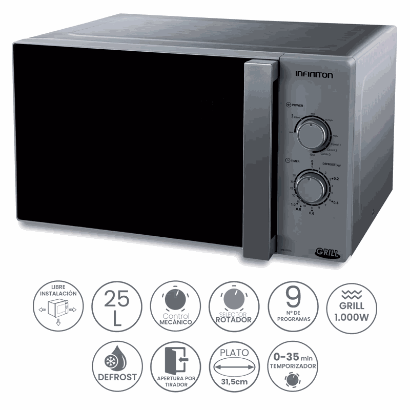Microondas con Grill Infiniton MW-2511C 25L Inox - Imagen 3