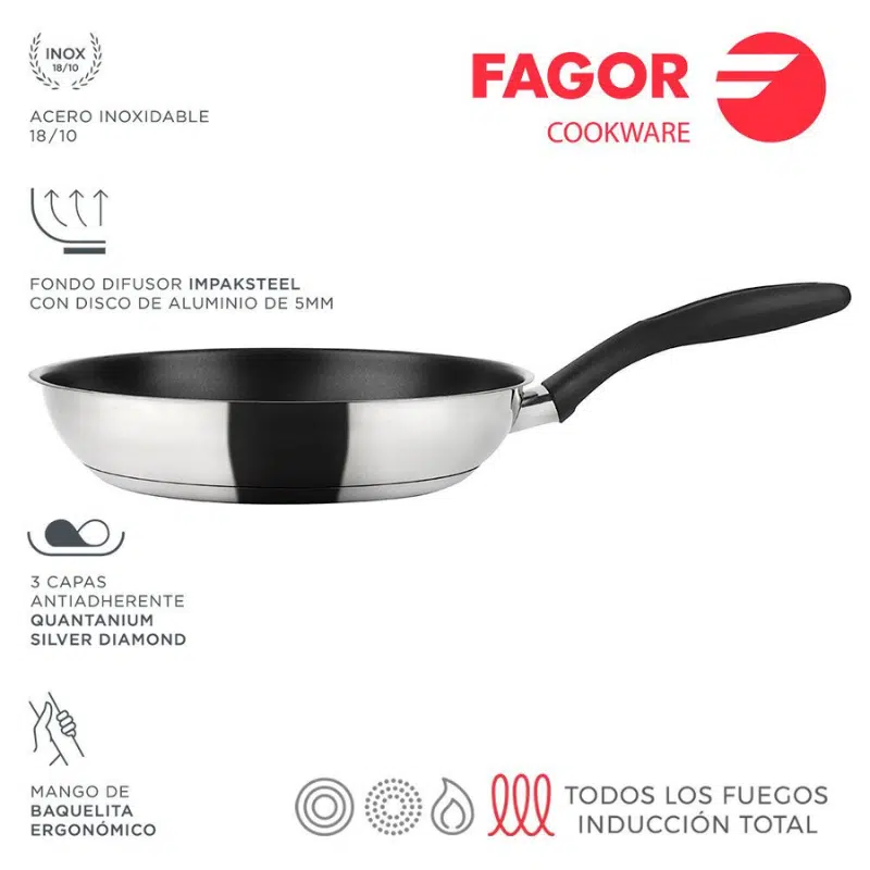 Sartén acero inoxidable Fagor Inoxtherm 28cm
