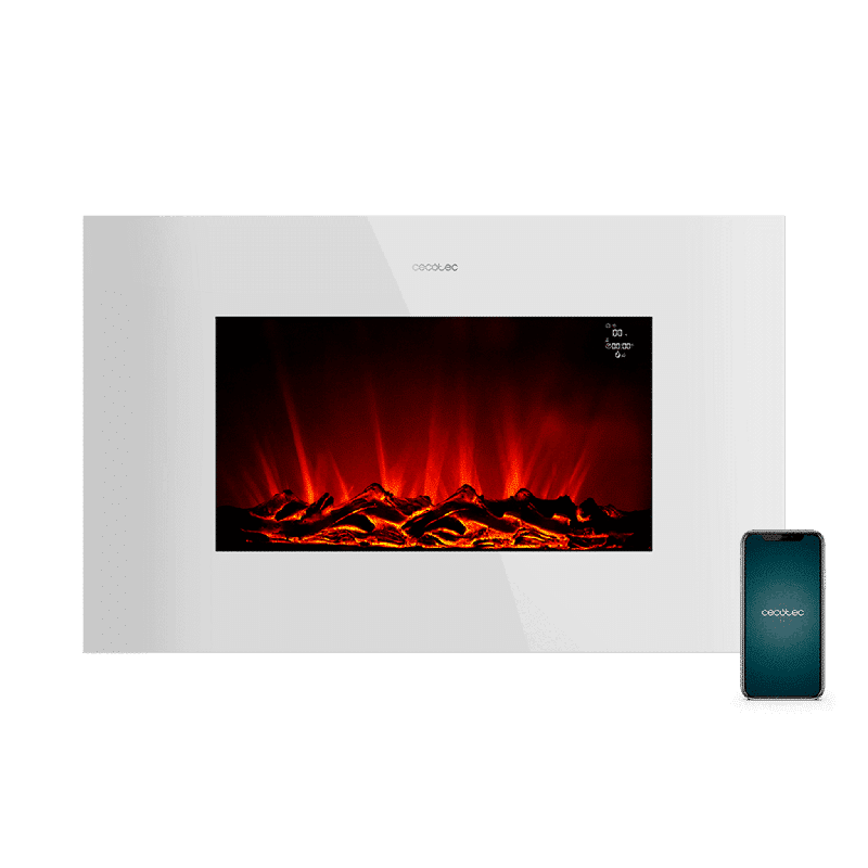 Chimenea eléctrica ReadyWarm 3590 Flames Connected White Cecotec
