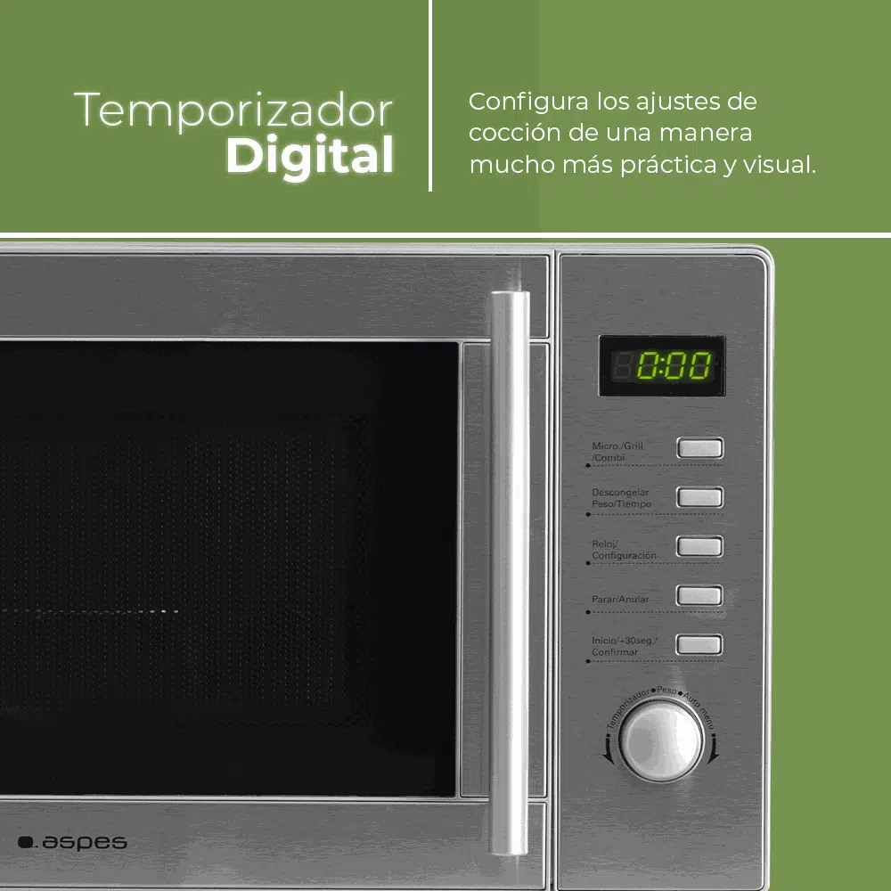 Microondas con Grill Aspes AMW2700DGX 20L Inox - Imagen 2