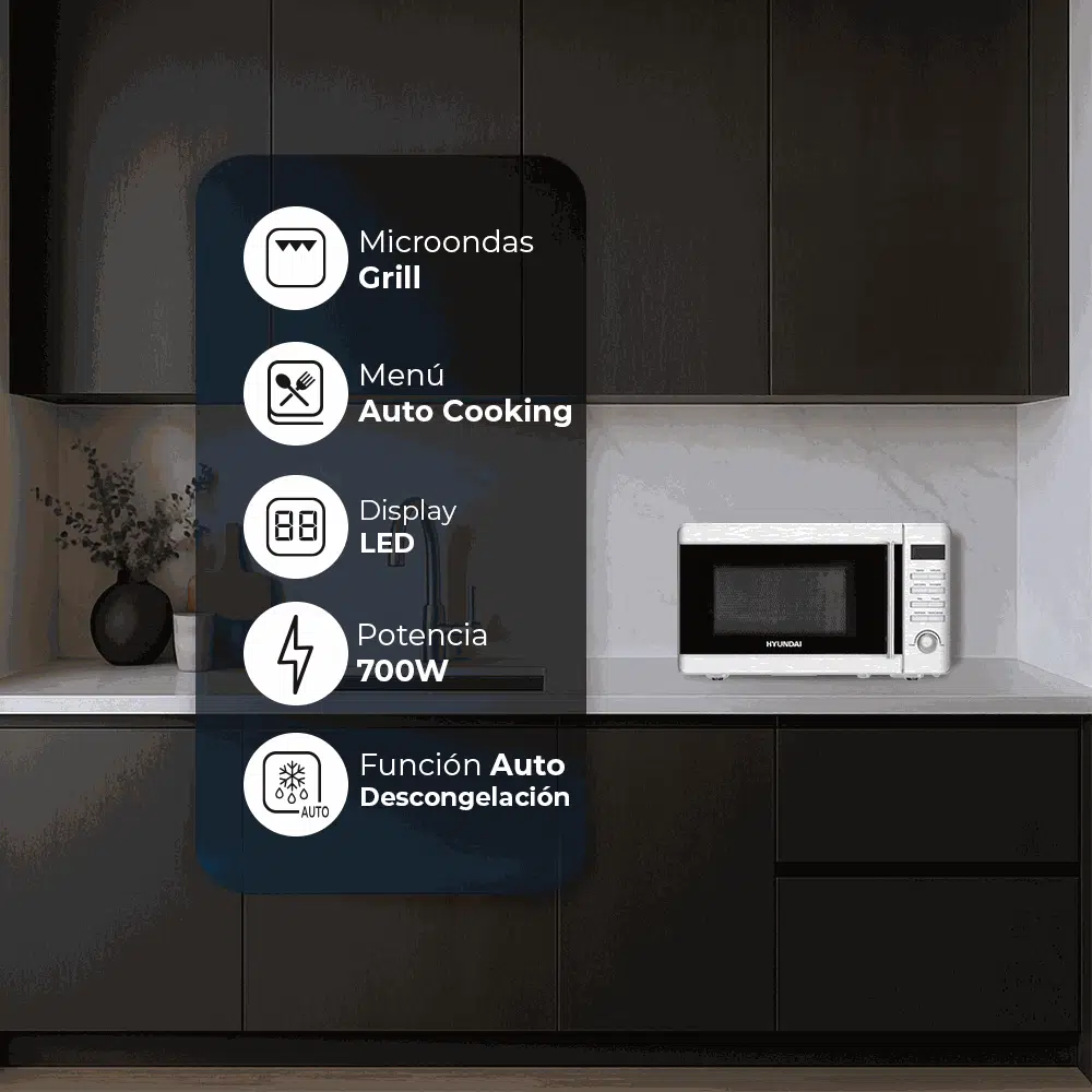 Microondas Grill Hyundai HME207DGI00 20L Inox - Imagen 5