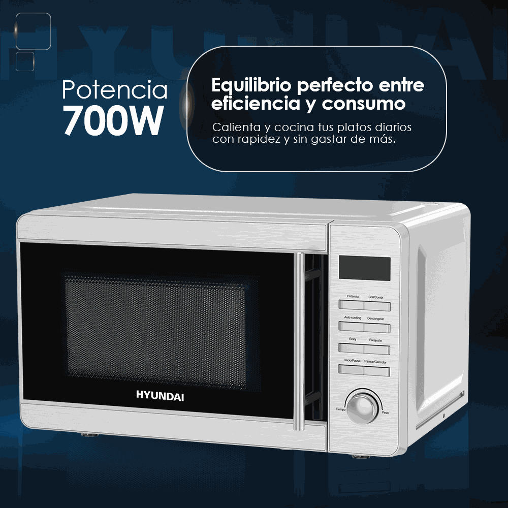 Microondas Grill Hyundai HME207DGI00 20L Inox - Imagen 2