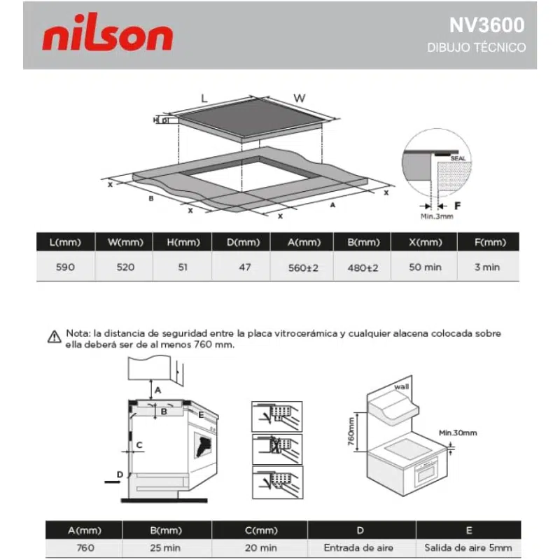 Placa Vitrocerámica 3 zonas Nilson NV3600 Negro - Imagen 6