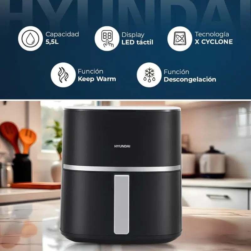 Freidora de aire Hyundai HAF5500D 5.5L Negro - Imagen 4