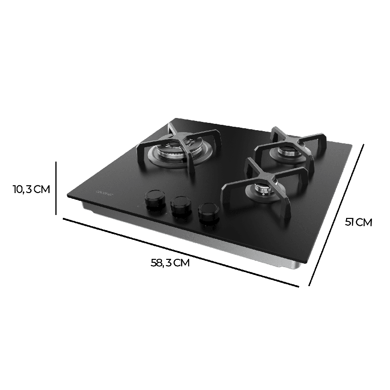 Placa de gas 3 fuegos Cecotec Bolero Squad G 3400S Nano Glass - Imagen 3