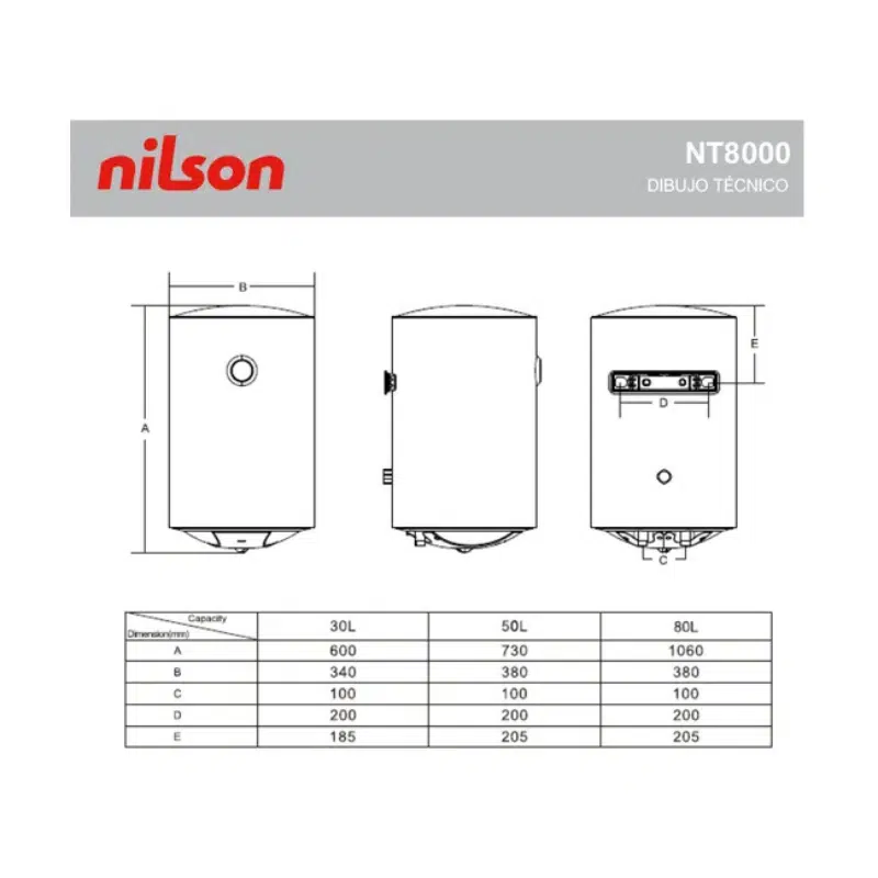 Termo Eléctrico Nilson NT8000 80L vertical - Imagen 5