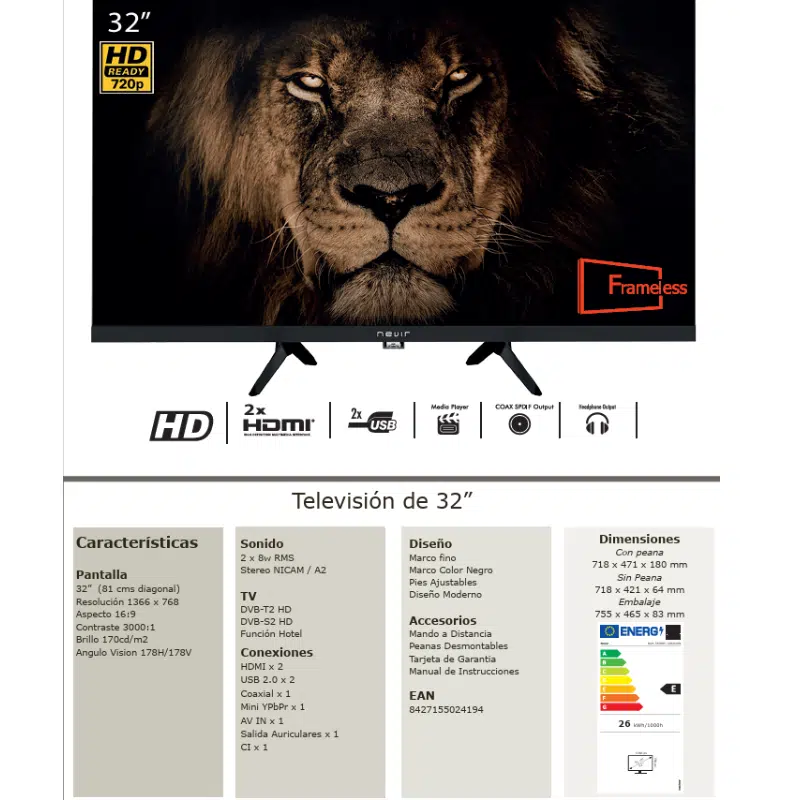 Televisor Nevir 32" DLED HD Ready - Imagen 2