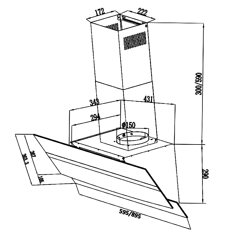 Campana Extractora Decorativa Cecotec Bolero Flux DT 604400 Matt Black A+++ - Imagen 5