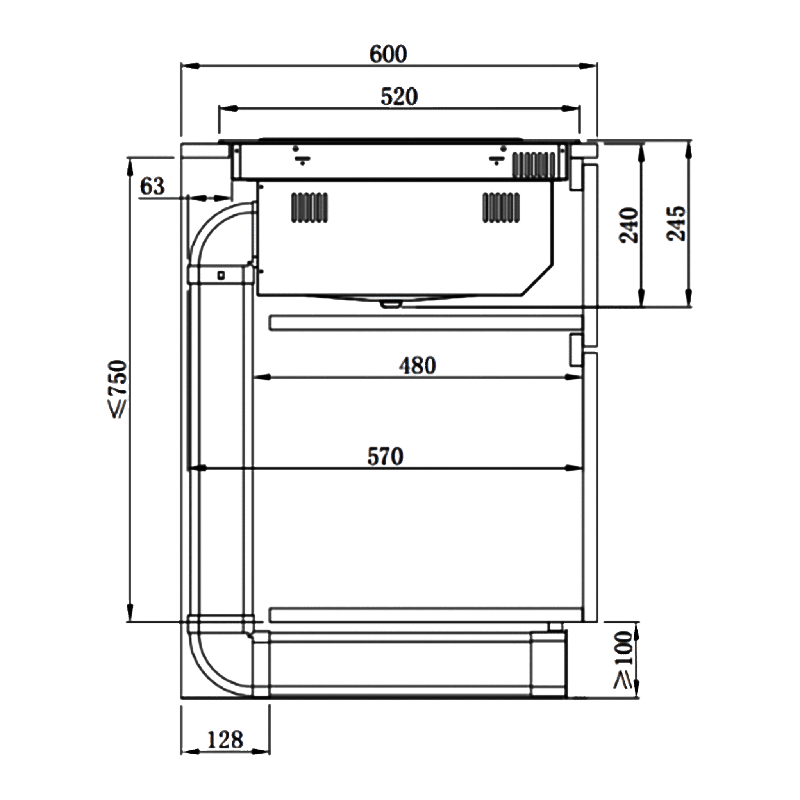 Placa de inducción con campana extractora Bolero Squad IH 2200 FullFlex ShieldGlass - Imagen 7