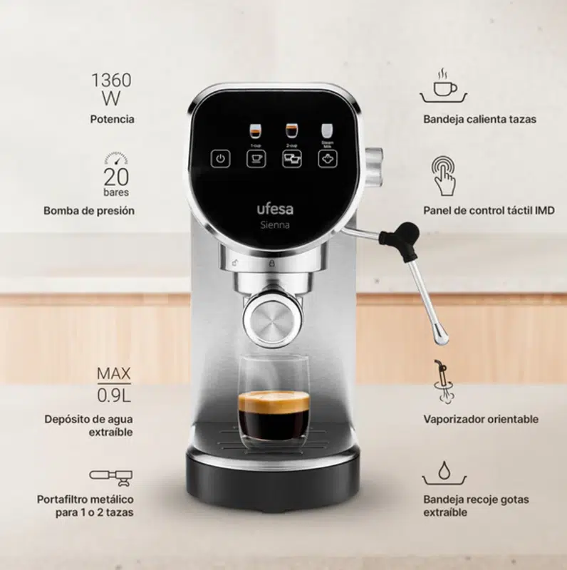 Cafetera Espresso Ufesa Thermoblock Sienna - Imagen 5