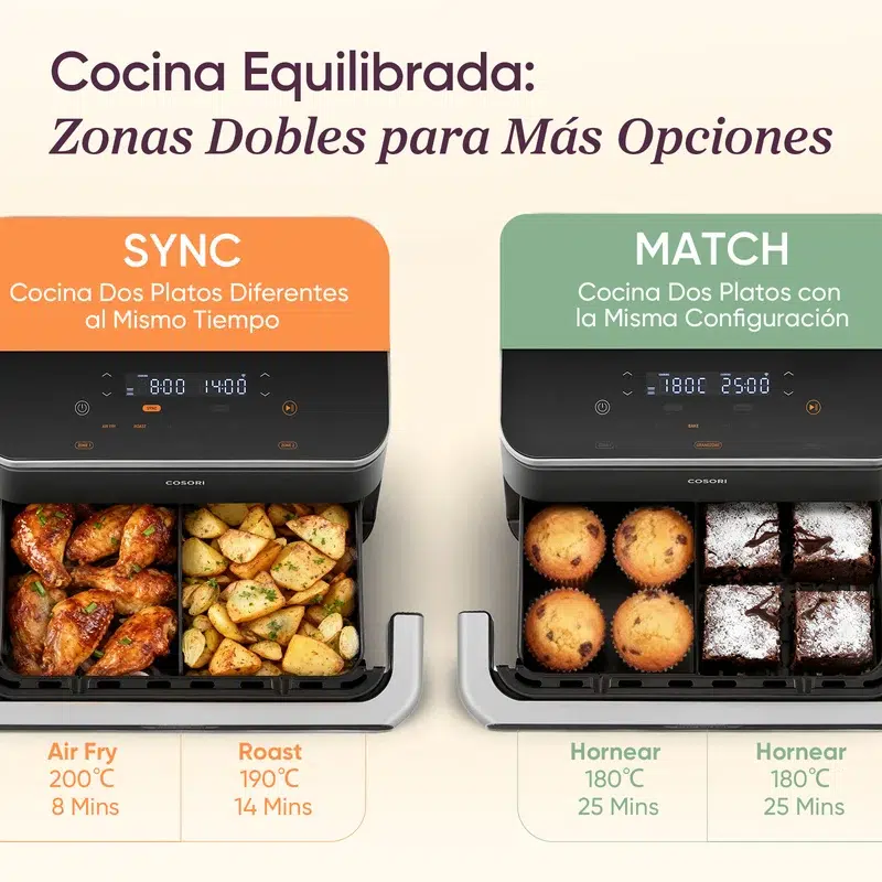 Freidora de aire COSORI Dual Blaze TwinFry 10L Air Fryer - Imagen 7