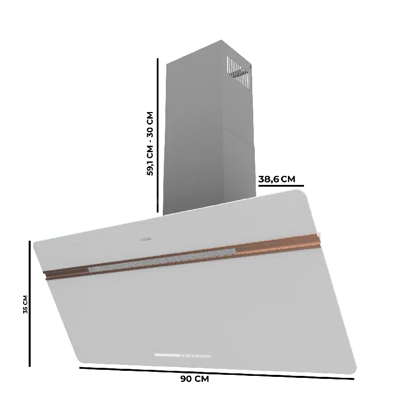 Campana Extractora Decorativa de 90cm Cecotec Bolero Flux DT 907500 Matt White A+++ - Imagen 6