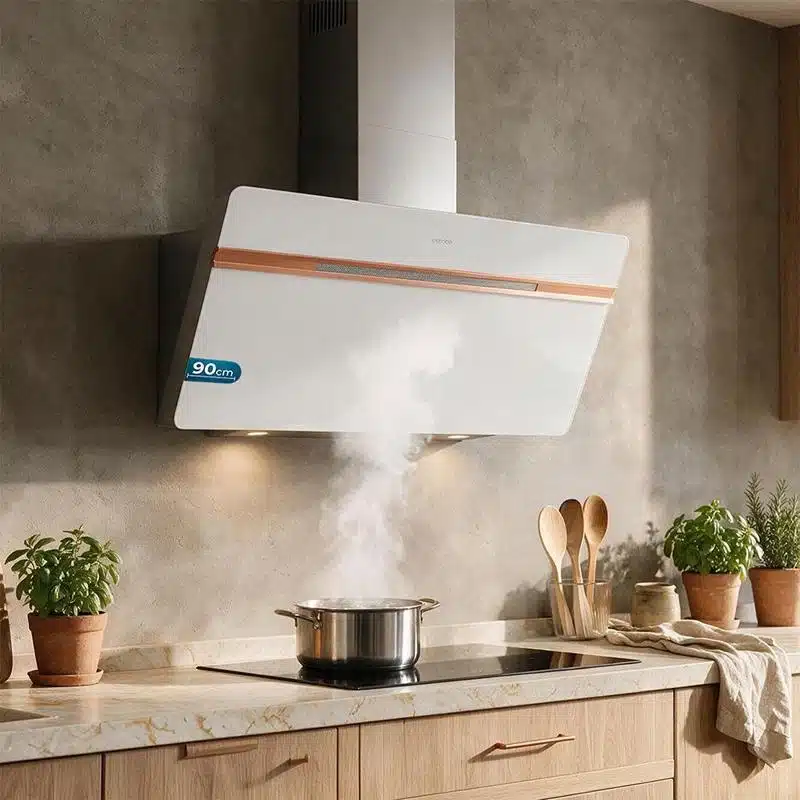Campana Extractora Decorativa de 90cm Cecotec Bolero Flux DT 907500 Matt White A+++ - Imagen 4