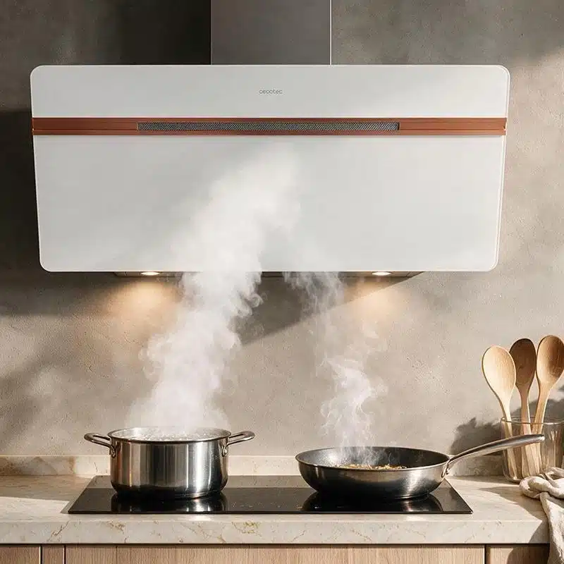 Campana Extractora Decorativa de 90cm Cecotec Bolero Flux DT 907500 Matt White A+++ - Imagen 3