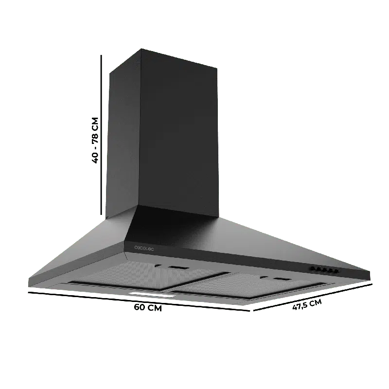 Campana Extractora Piramidal 60cm Cecotec Bolero Flux PM 604000 Black A - Imagen 9