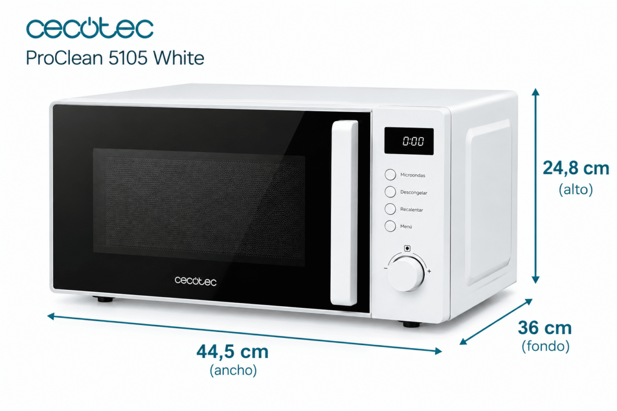Microondas digital Cecotec Proclean 5105 White 20 L - Imagen 10