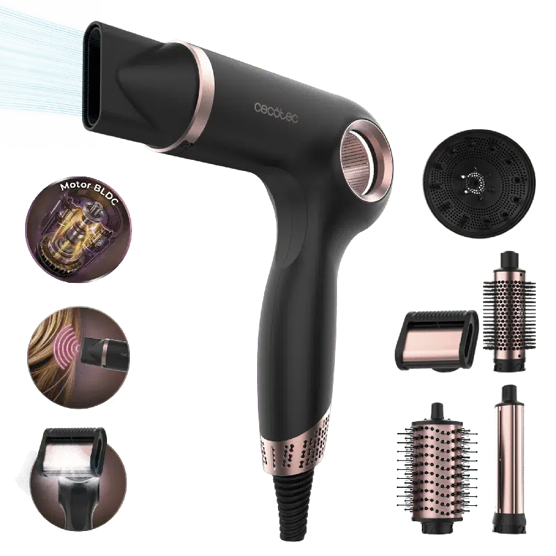 Secador Brushless Cecotec DryGlam Waves 6in1 Sensor Black